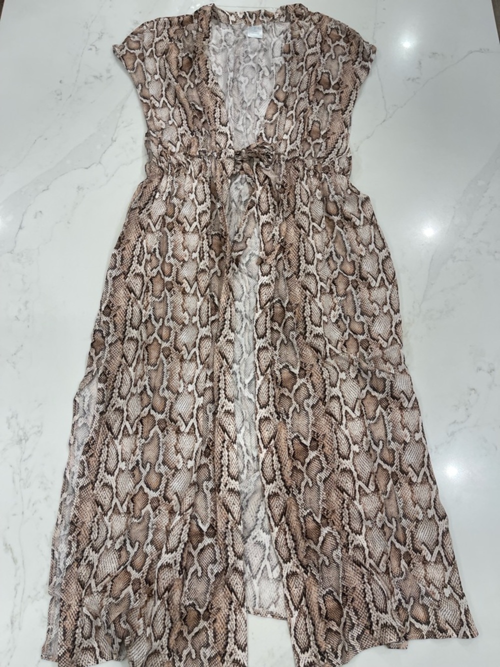 NWOT Kona Sol Snake Skin Print Sheer Maxi Cover-Up